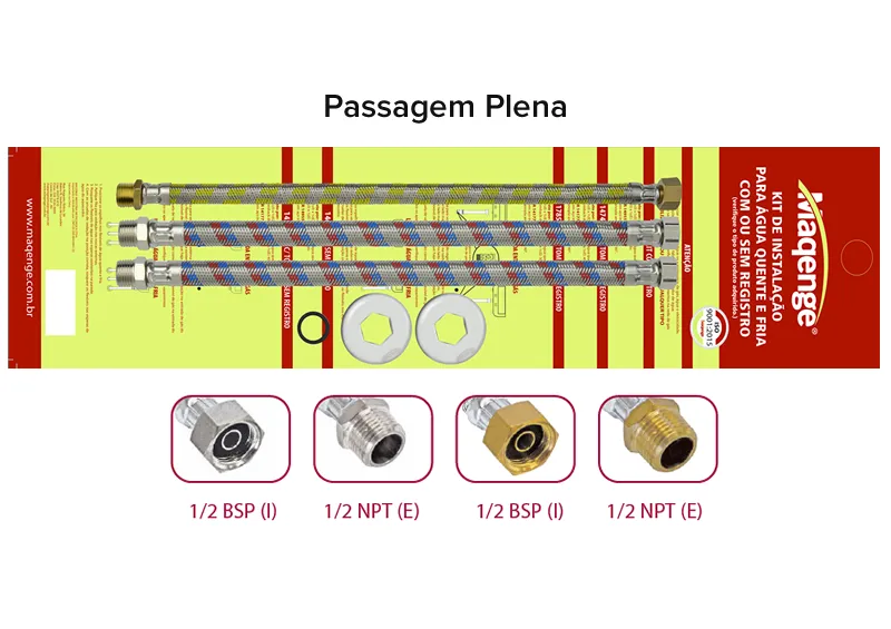 KIT INSTAL. AQUECEDOR 3 FLEX. 40CM 1/2 BPTF X 1/2 NPT(1460)